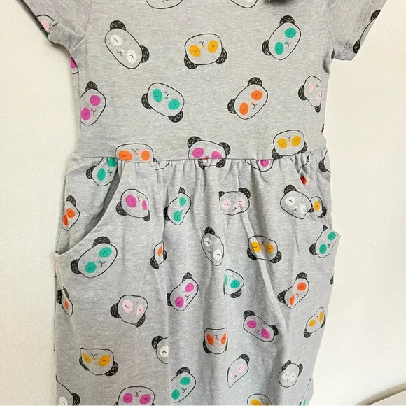 Cat & Jack Gray Panda Print Dress Kids Girl Size XS (4/5) With Side Pockets New - Picture 3 of 3